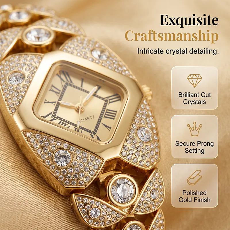 💚Lastfive – Rhombus Crystal Dial Link Bracelet Watch