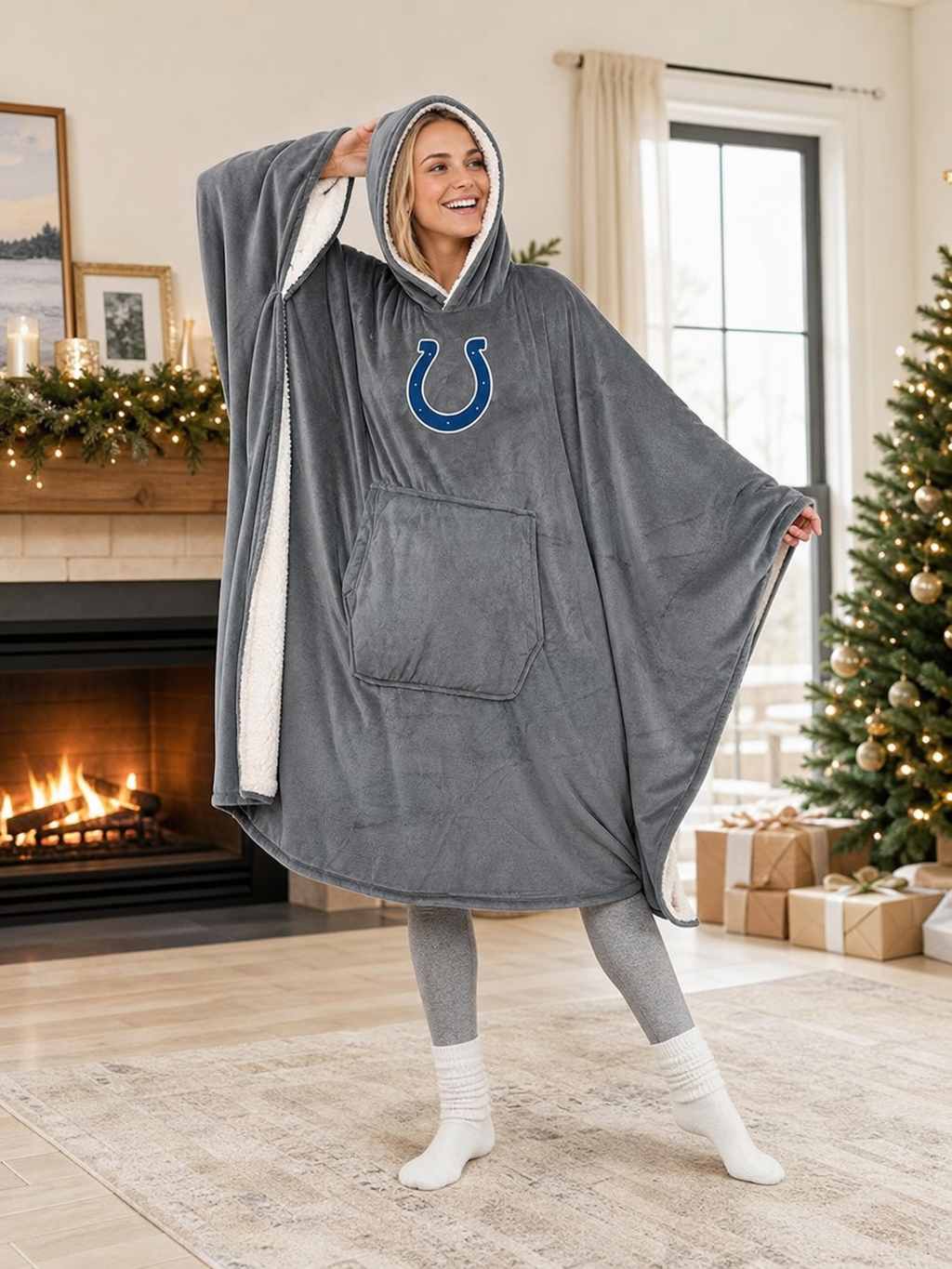 🌸🌸New Arrival🛌Wearable Hooded Blanket with Logo Patch, 60" x 80"🧶