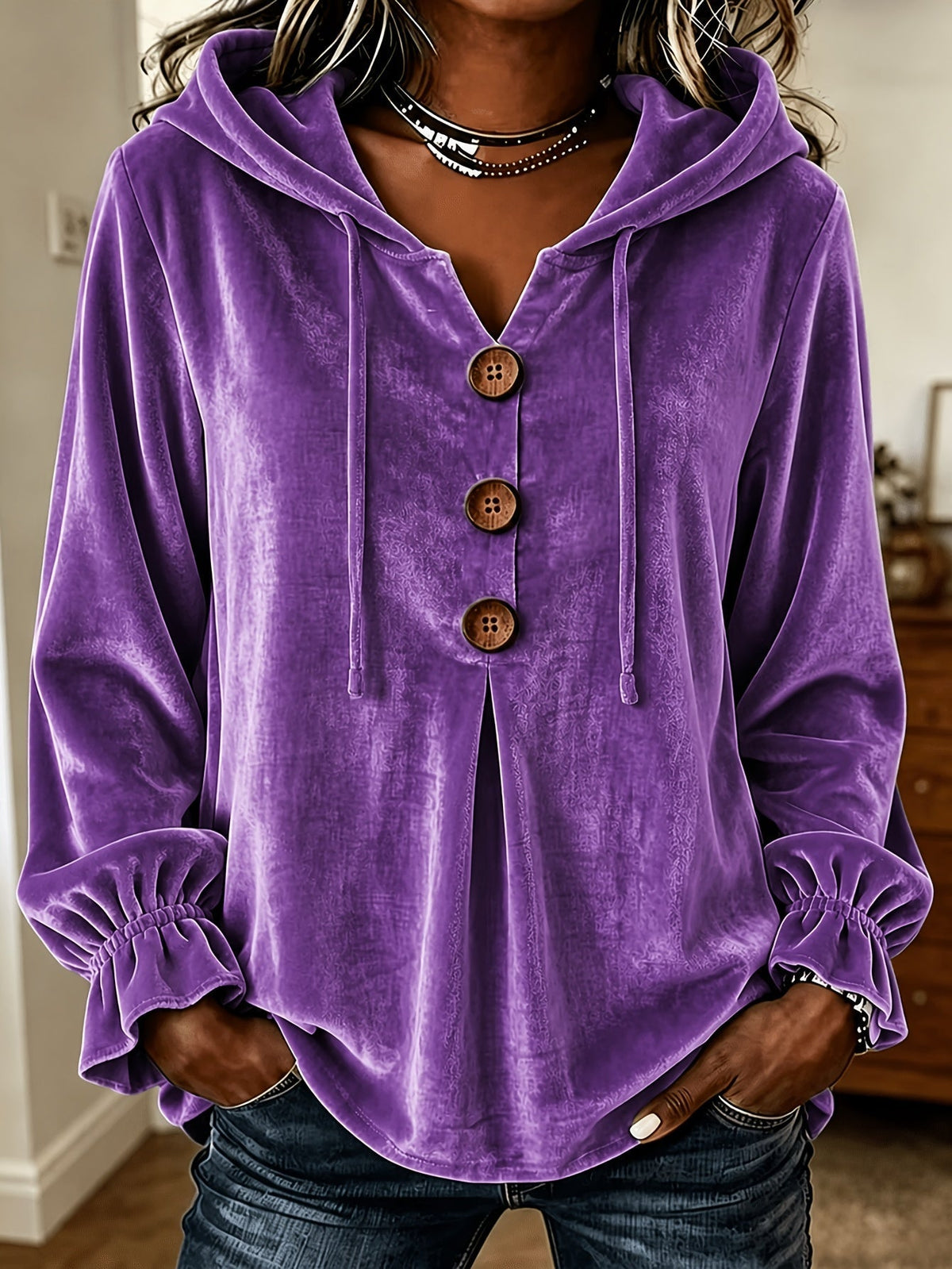 🌷Velvet Long Sleeve Blouse | 5Colors | S–5XL