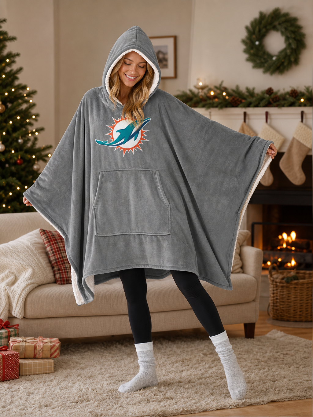 🌸🌸New Arrival🛌Wearable Hooded Blanket with Logo Patch, 60" x 80"🧶