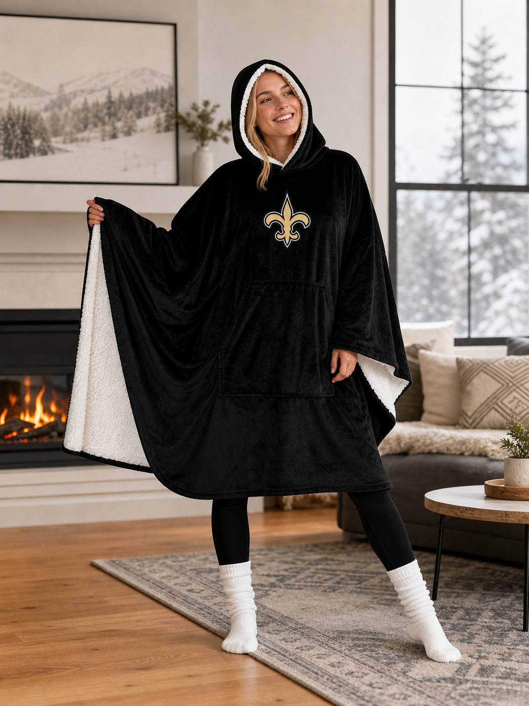 🌸🌸New Arrival🛌Wearable Hooded Blanket with Logo Patch, 60" x 80"🧶