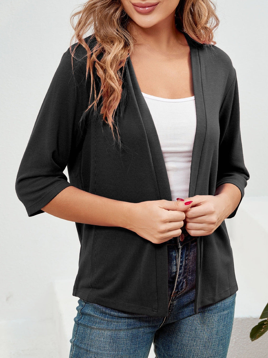 🌷Women's 3/4 Sleeve Knit Cardigan Lightweight Open Front Cropped Sweater