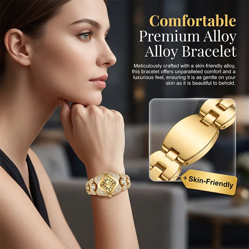 💚Lastfive – Rhombus Crystal Dial Link Bracelet Watch