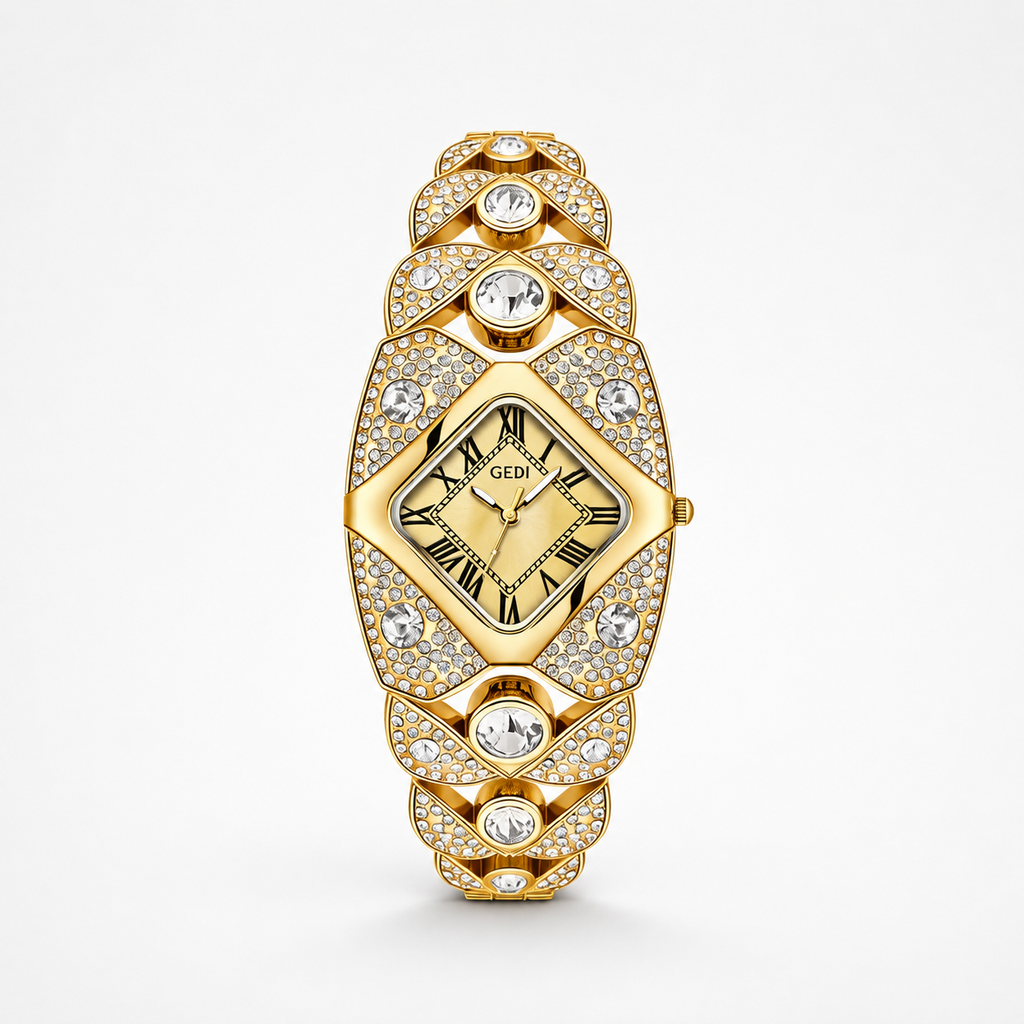 💚Lastfive – Rhombus Crystal Dial Link Bracelet Watch