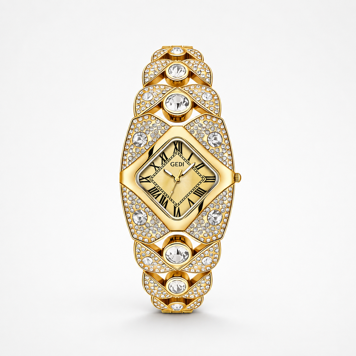 💚Lastfive – Rhombus Crystal Dial Link Bracelet Watch
