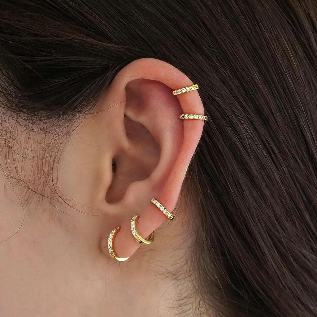 💌💌Dearmay 5 Pairs 14K Gold Plated Hoop Earrings