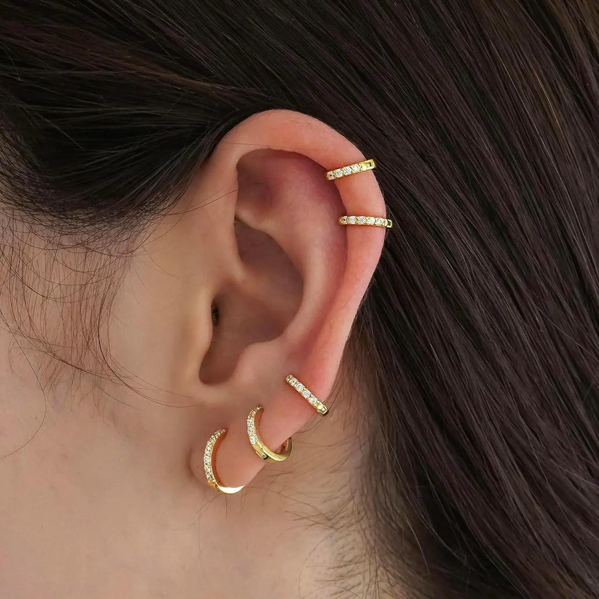 💌💌Dearmay 5 Pairs 14K Gold Plated Hoop Earrings