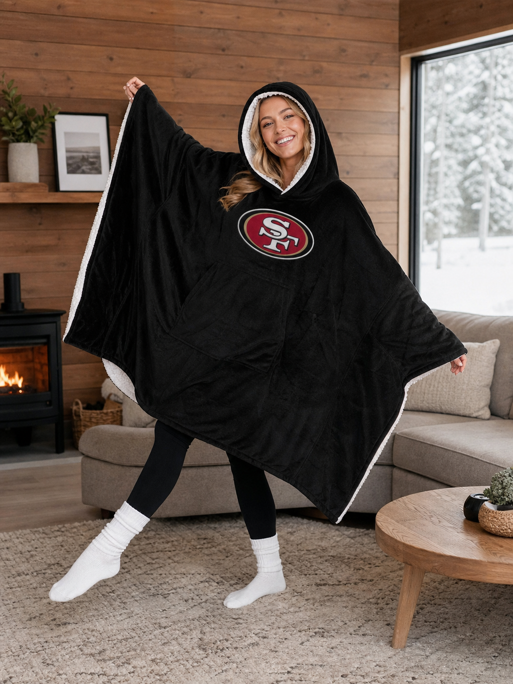 🌸🌸New Arrival🛌Wearable Hooded Blanket with Logo Patch, 60" x 80"🧶