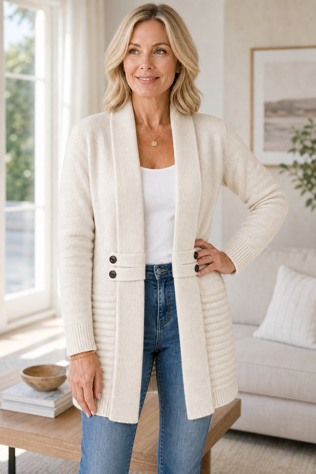 🌸🌸Harlow  Mid-Length Ribbed Knit Open Cardigan for Women ✨