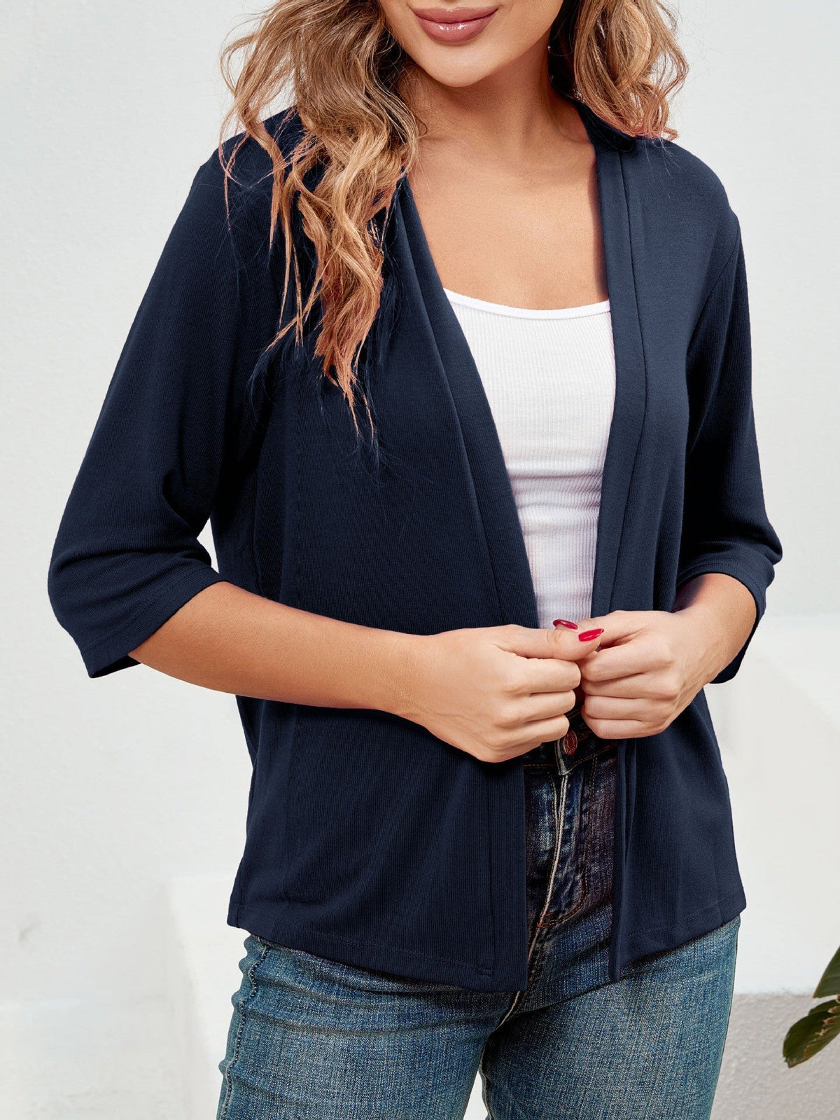 🌷Women's 3/4 Sleeve Knit Cardigan Lightweight Open Front Cropped Sweater