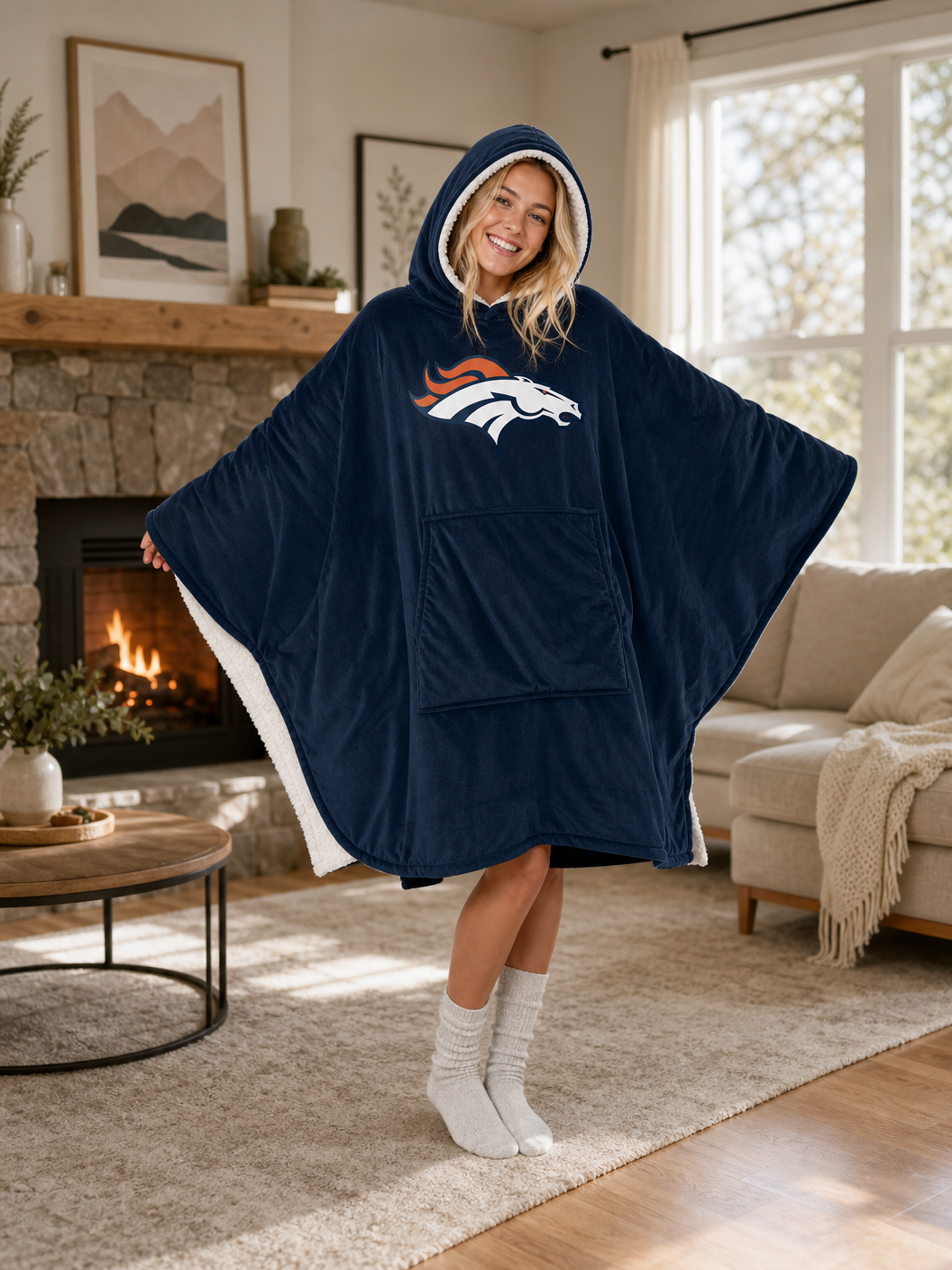🌸🌸New Arrival🛌Wearable Hooded Blanket with Logo Patch, 60" x 80"🧶