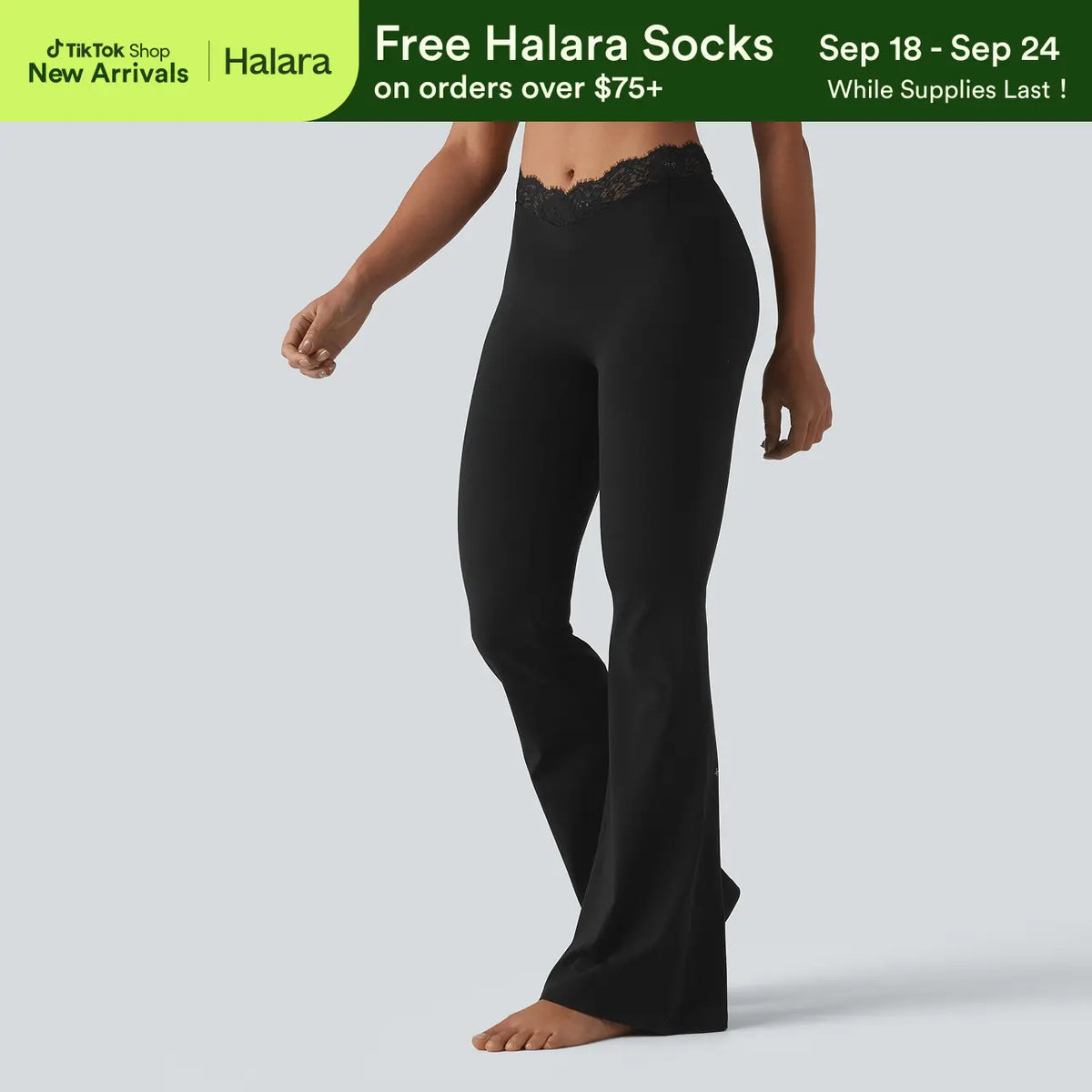 💥Hot Deal | Women's High-Waisted Flare Leggings - V-Waist, Contrast Trim & Pockets