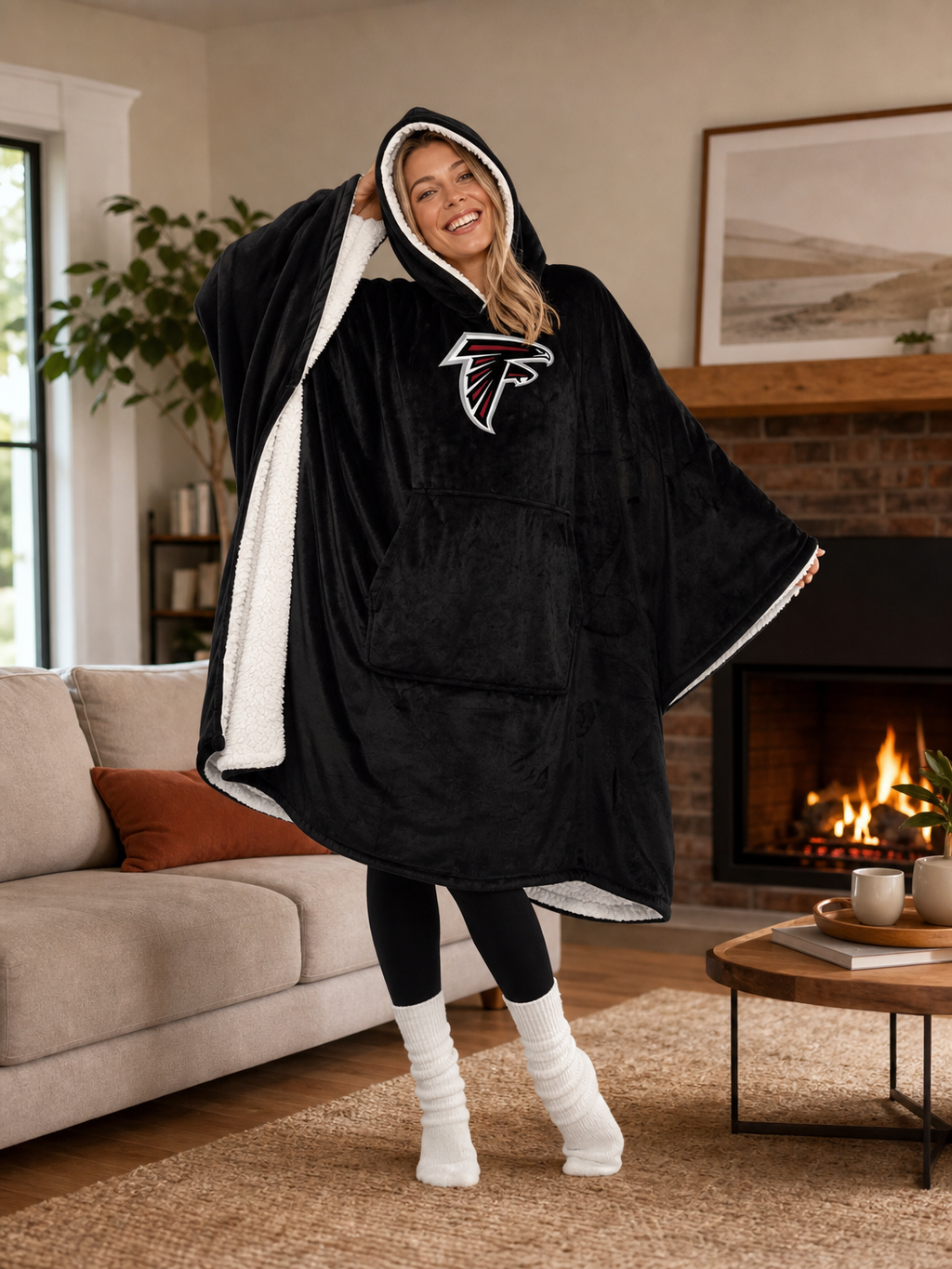 🌸🌸New Arrival🛌Wearable Hooded Blanket with Logo Patch, 60" x 80"🧶