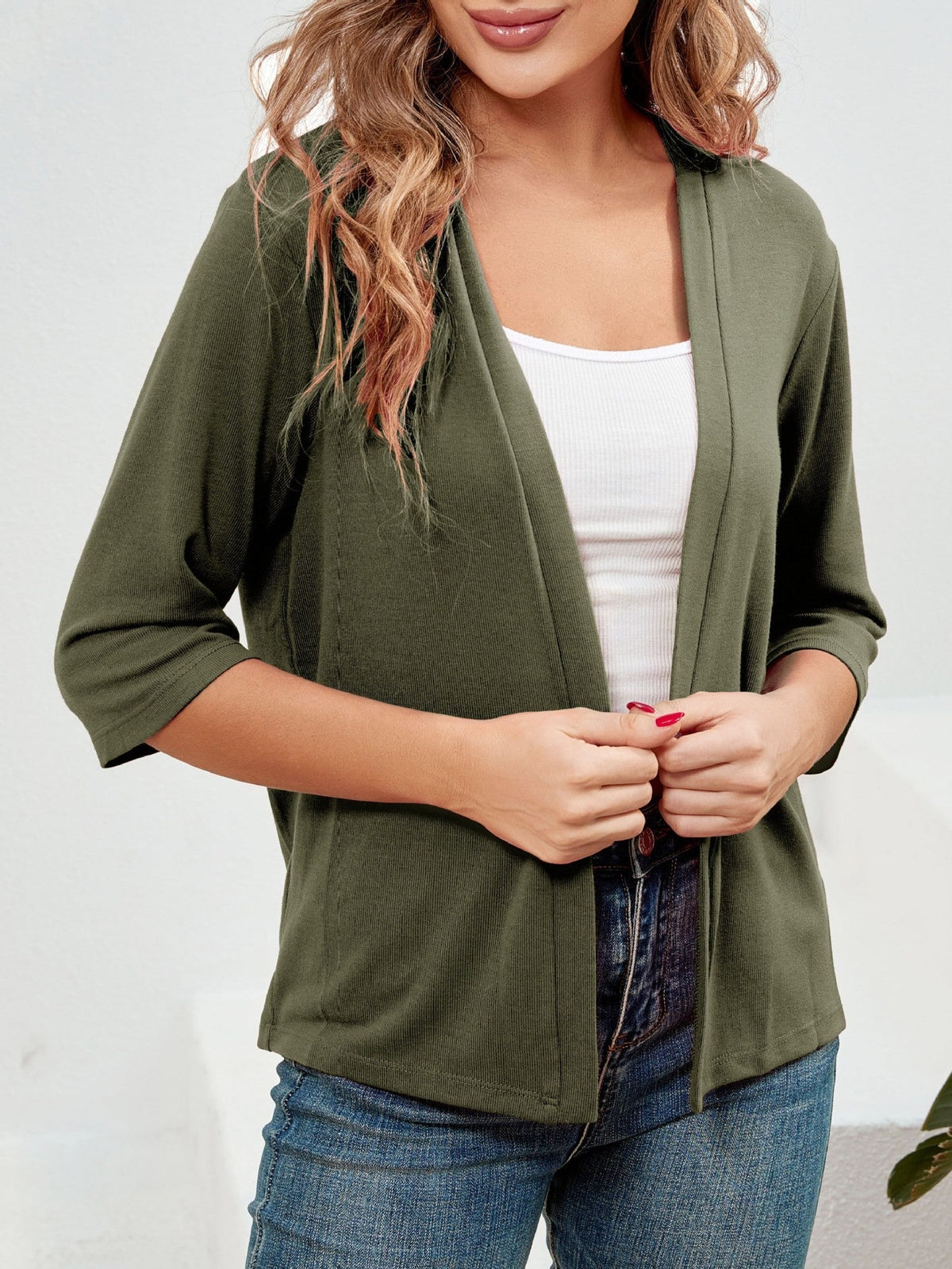 🌷Women's 3/4 Sleeve Knit Cardigan Lightweight Open Front Cropped Sweater