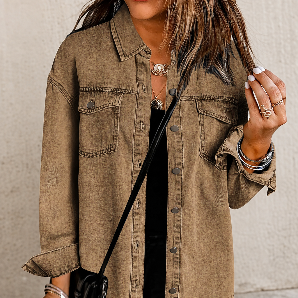 🌸🌸 Oversized Ripped Tassel Denim Jacket, Long Sleeve Pockets
