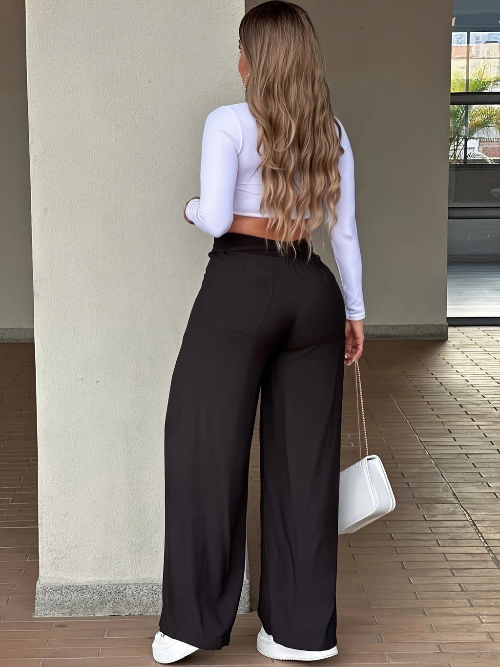 🌷High-Waisted Front Seam Wide Leg Trousers