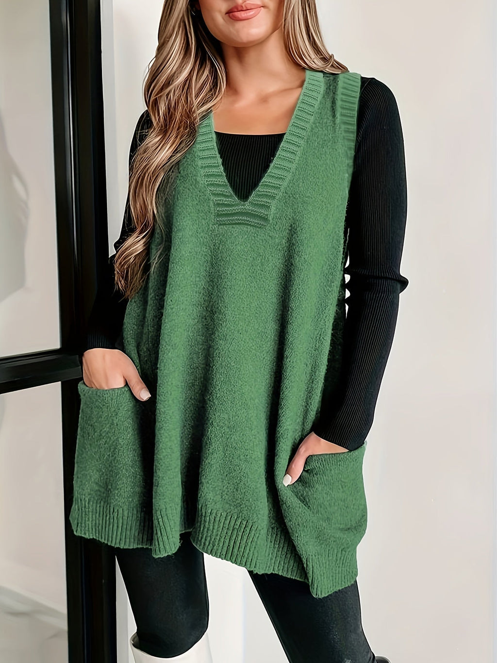 🌷Hayden Helen | Casual Cotton wool blend V-Neck Vest