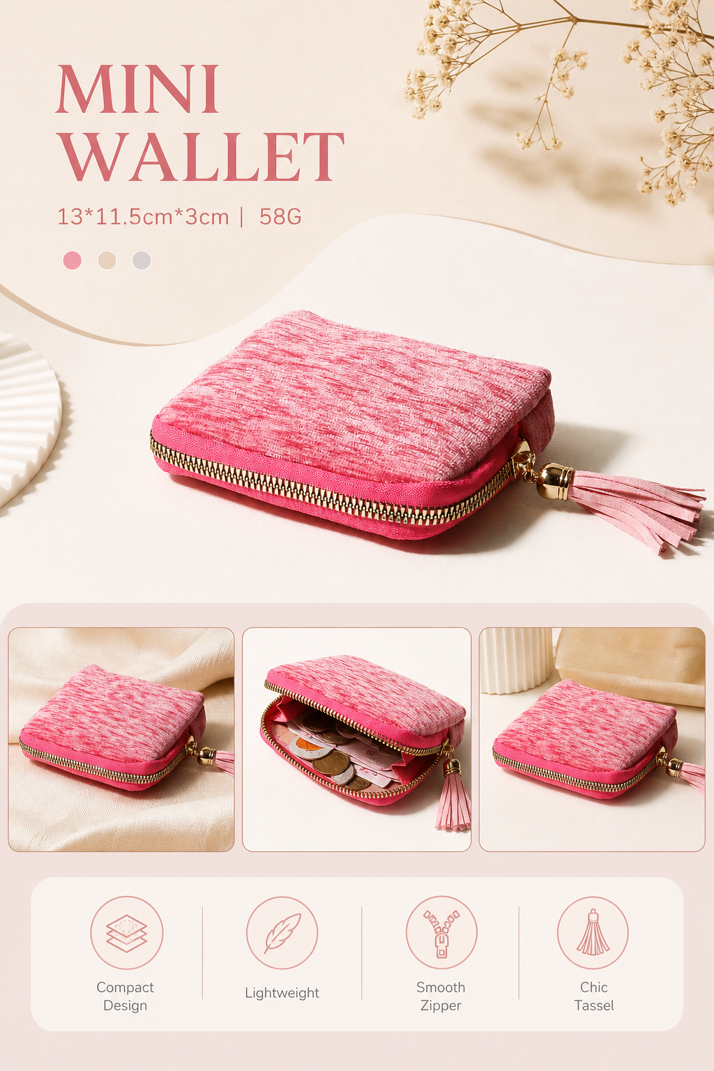 ✨ Compact Tassel Zipper Jewelry Pouch 💎