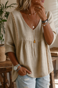 ✨ Women's V-Neck Lace Babydoll Top 🌸