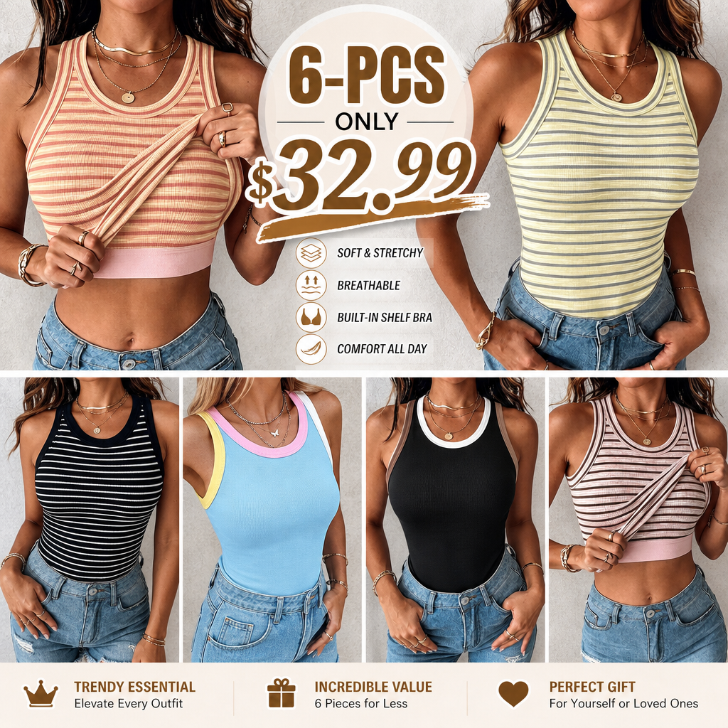 🌸🌸Women’s Built-in Bra Ribbed Knit Racerback Tank ✨