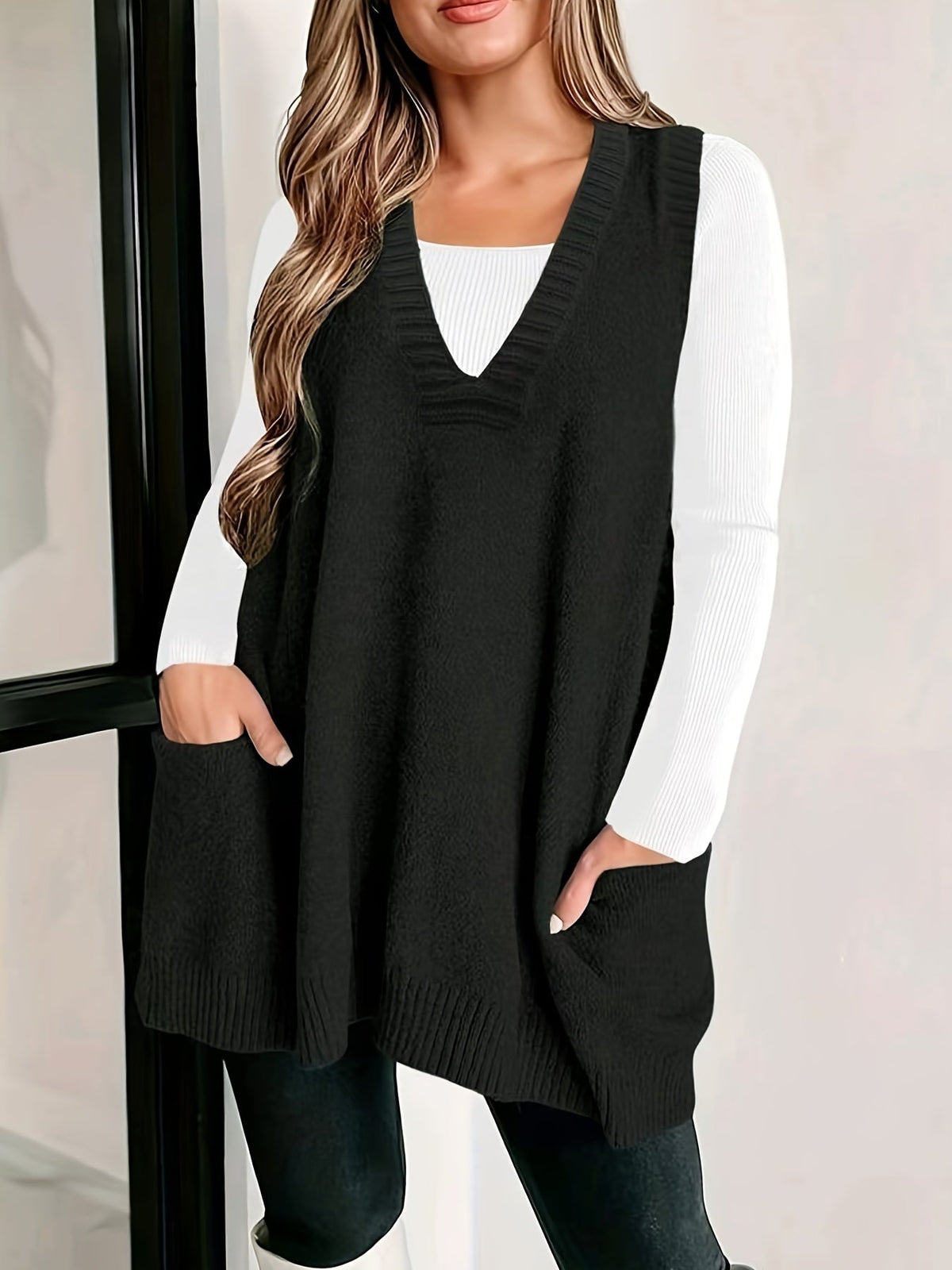 🌷Hayden Helen | Casual Cotton wool blend V-Neck Vest