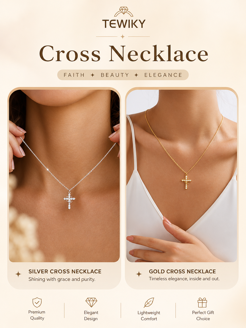 👑 Crown Cross Pendant Necklace ✝️