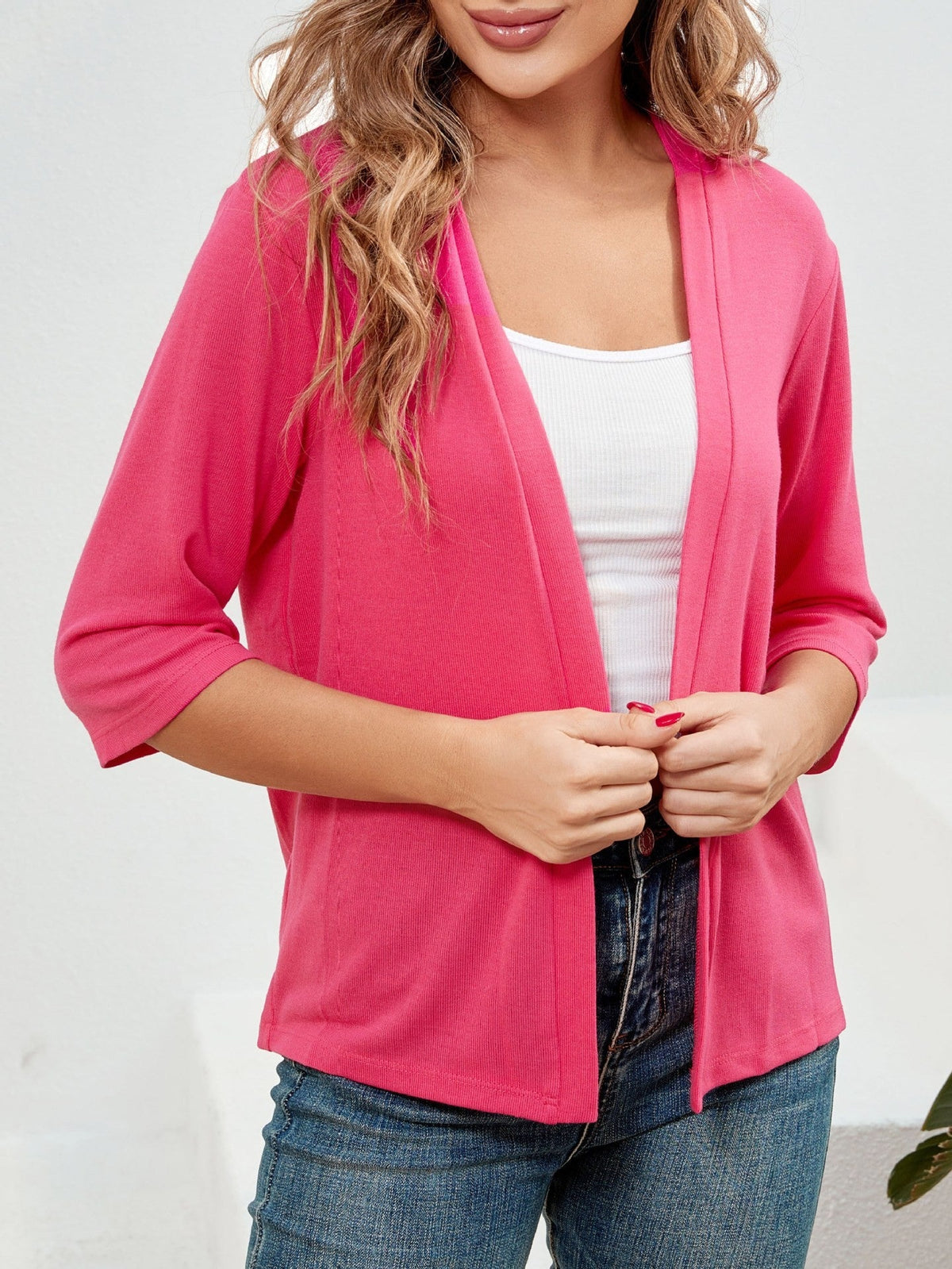 🌷Women's 3/4 Sleeve Knit Cardigan Lightweight Open Front Cropped Sweater