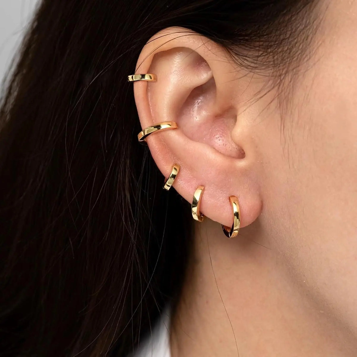 💌💌Dearmay 5 Pairs 14K Gold Plated Hoop Earrings