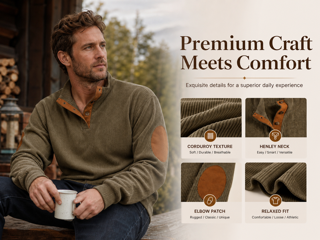 🌸🌸⏳50% OFF! 💥Men's Corduroy Stand Collar Sweatshirt 🧥