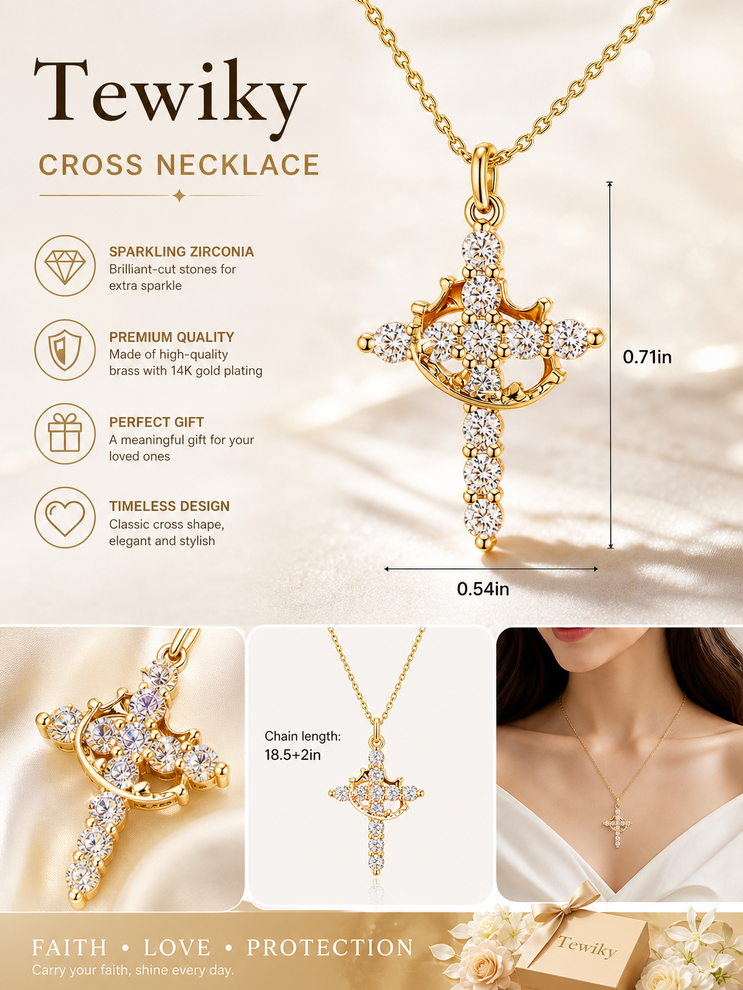 👑 Crown Cross Pendant Necklace ✝️