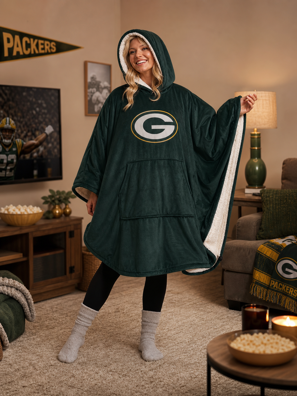 🌸🌸New Arrival🛌Wearable Hooded Blanket with Logo Patch, 60" x 80"🧶