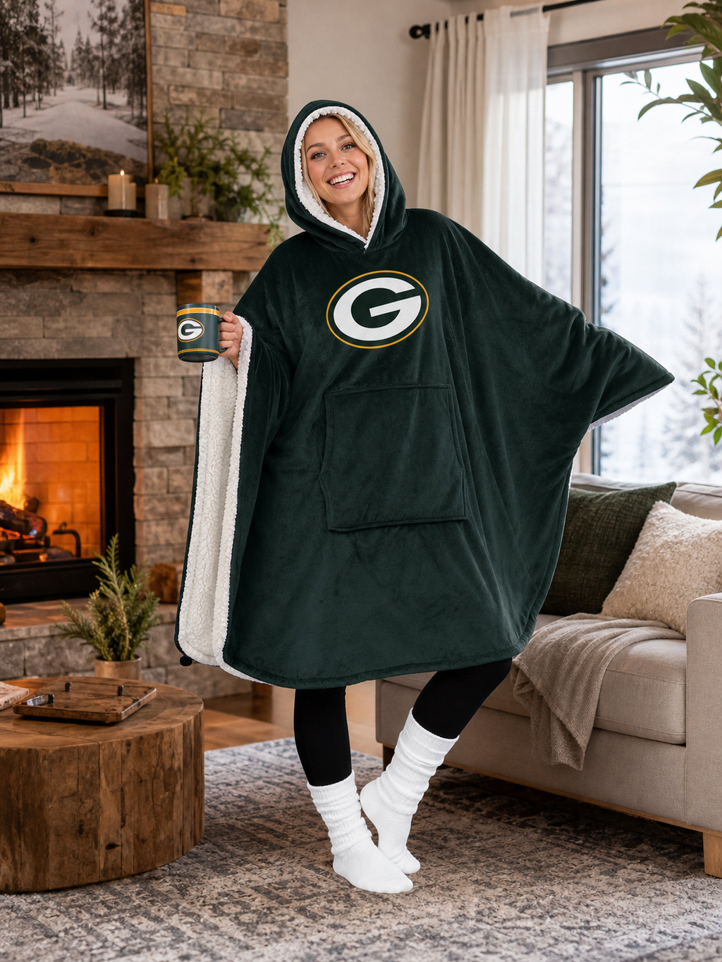 🌸🌸New Arrival🛌Wearable Hooded Blanket with Logo Patch, 60" x 80"🧶