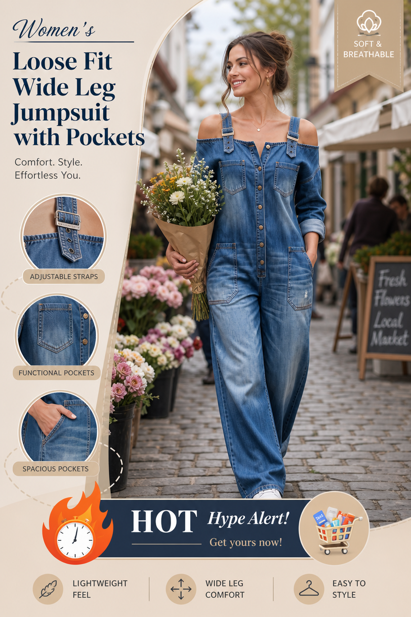🌸🌸⏳🔥LIMITED-TIME 50% OFF! Pocket Design Jumpsuit 👗💫