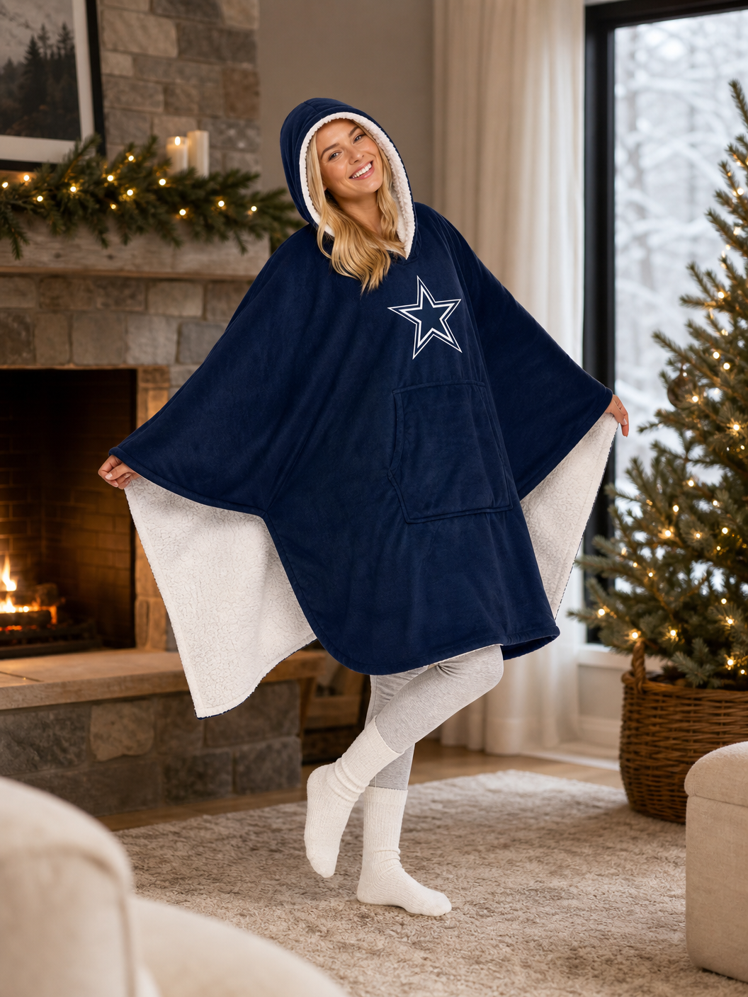 🌸🌸New Arrival🛌Wearable Hooded Blanket with Logo Patch, 60" x 80"🧶
