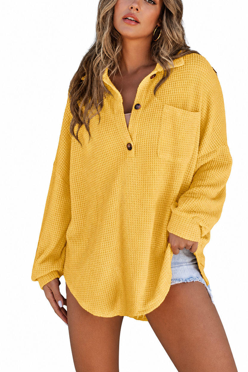 🧶 Oversized Waffle Henley Shirt ✨