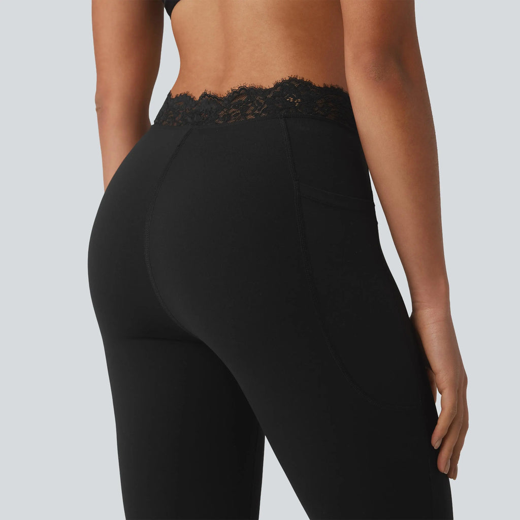 💥Hot Deal | Women's High-Waisted Flare Leggings - V-Waist, Contrast Trim & Pockets
