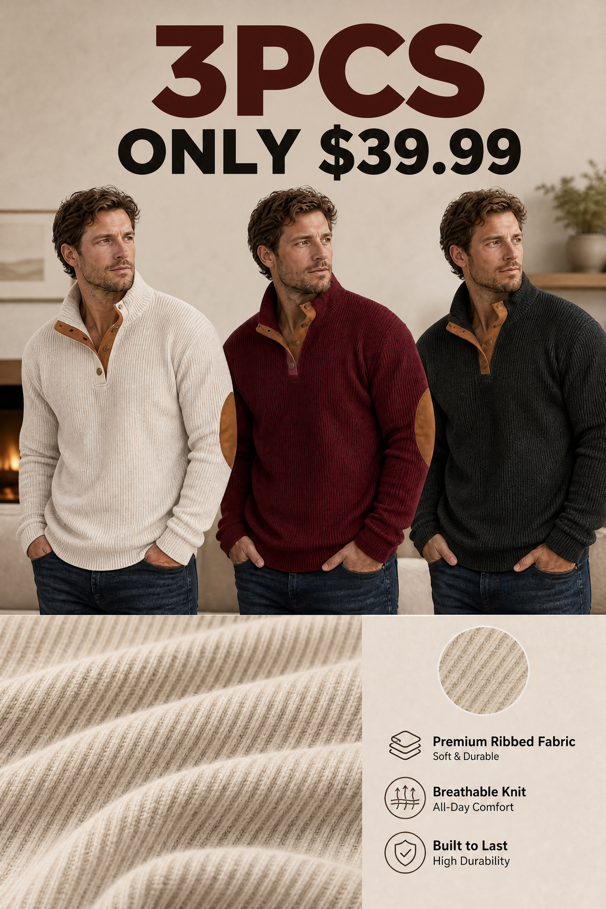 🌸🌸⏳50% OFF! 💥Men's Corduroy Stand Collar Sweatshirt 🧥
