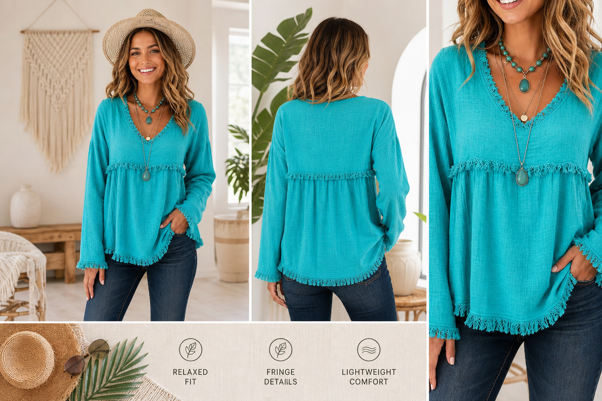 🌾 Western Long Sleeve Tunic Top 🤎