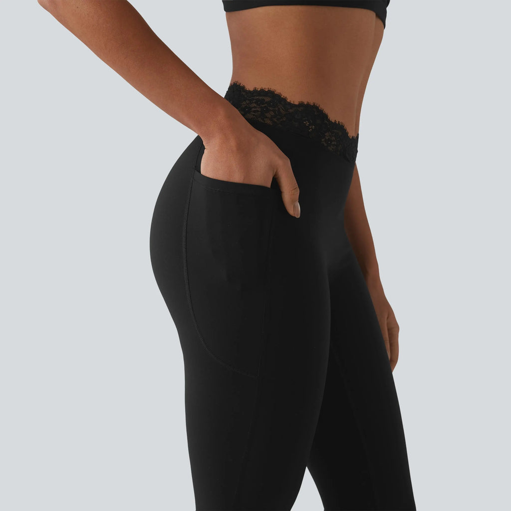 💥Hot Deal | Women's High-Waisted Flare Leggings - V-Waist, Contrast Trim & Pockets