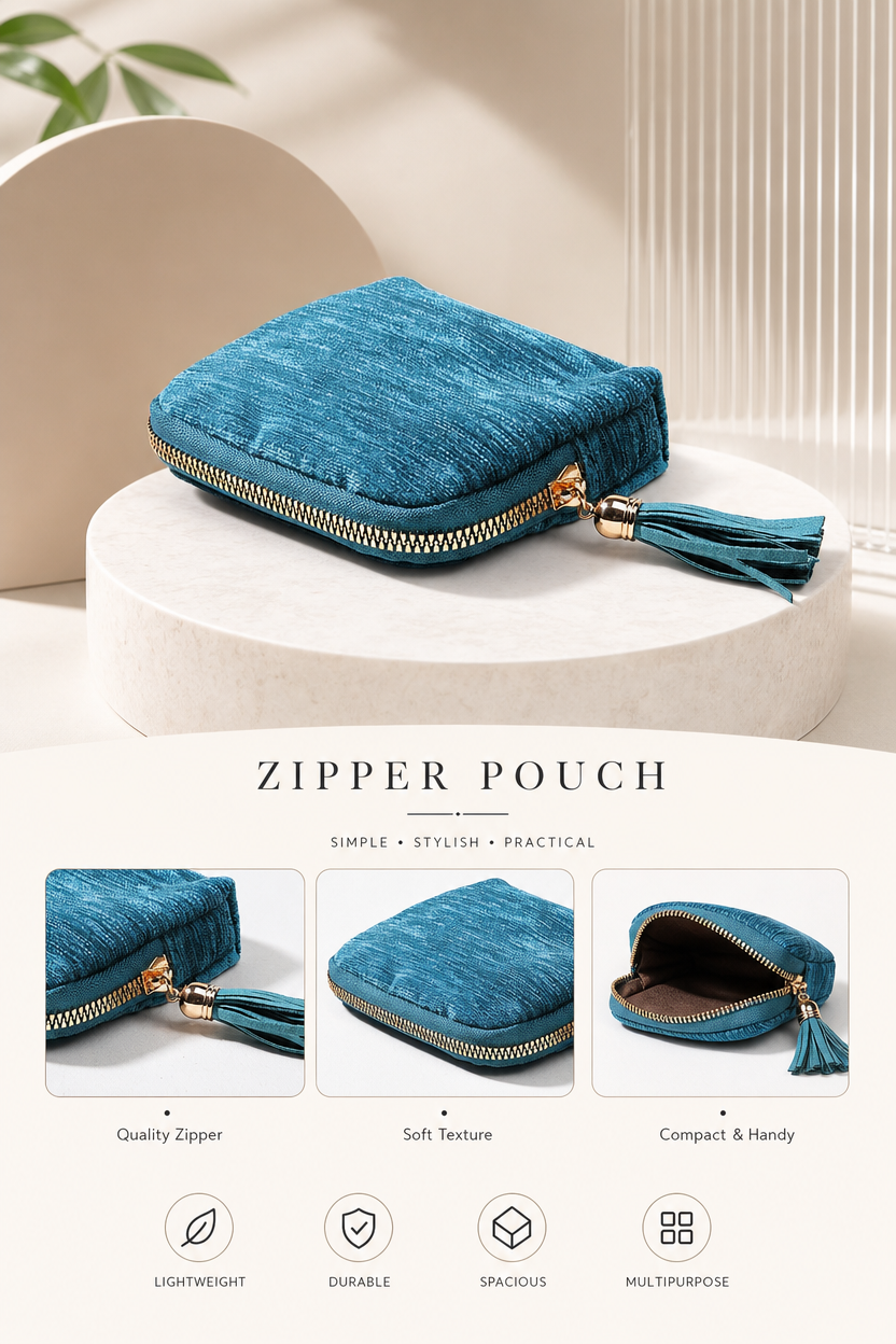 ✨ Compact Tassel Zipper Jewelry Pouch 💎