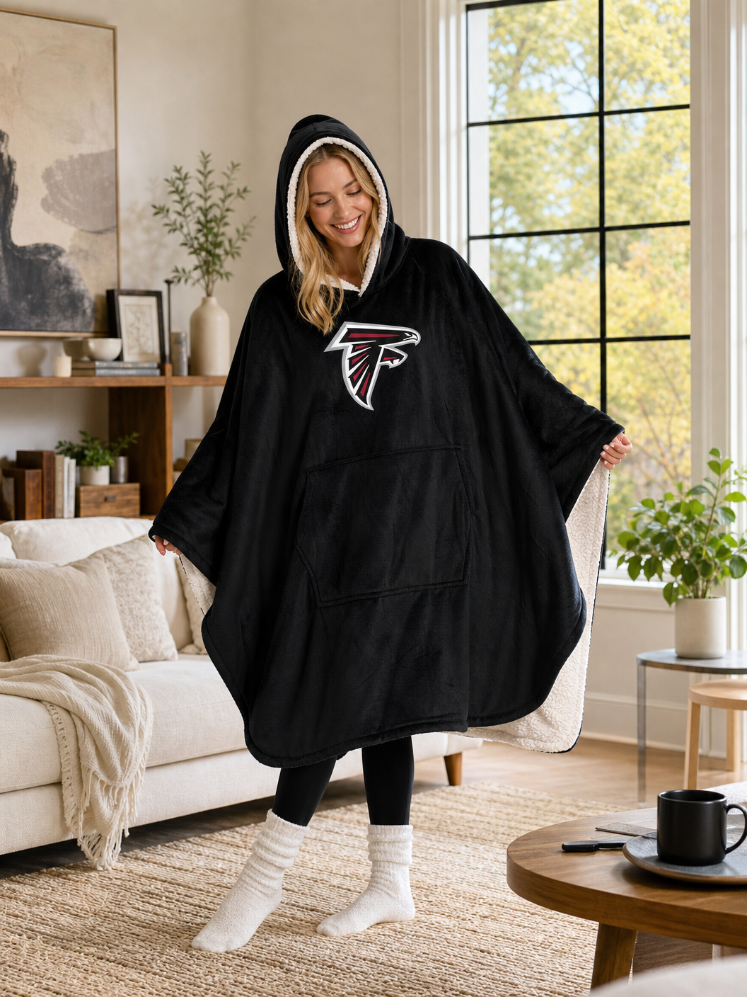 🌸🌸New Arrival🛌Wearable Hooded Blanket with Logo Patch, 60" x 80"🧶