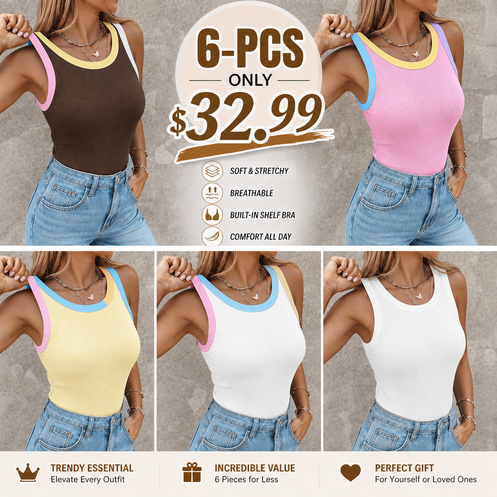 🌸🌸Women’s Built-in Bra Ribbed Knit Racerback Tank ✨