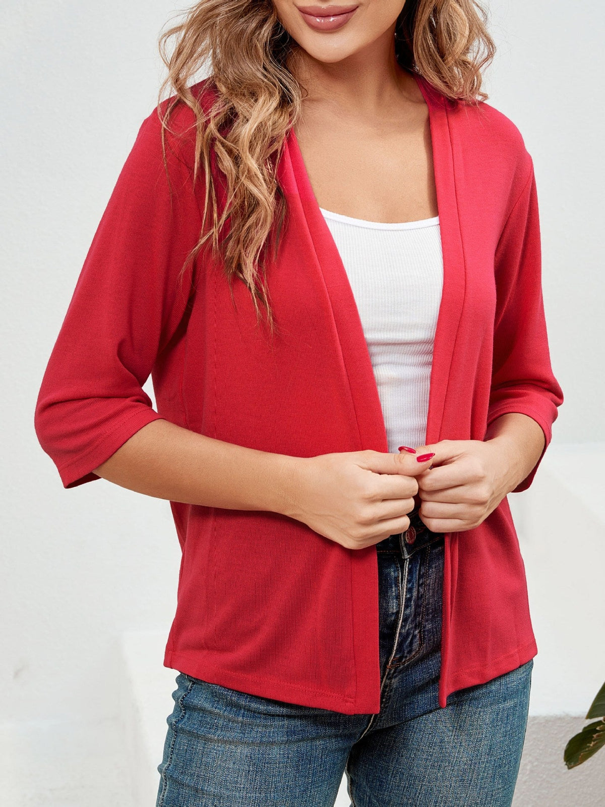🌷Women's 3/4 Sleeve Knit Cardigan Lightweight Open Front Cropped Sweater