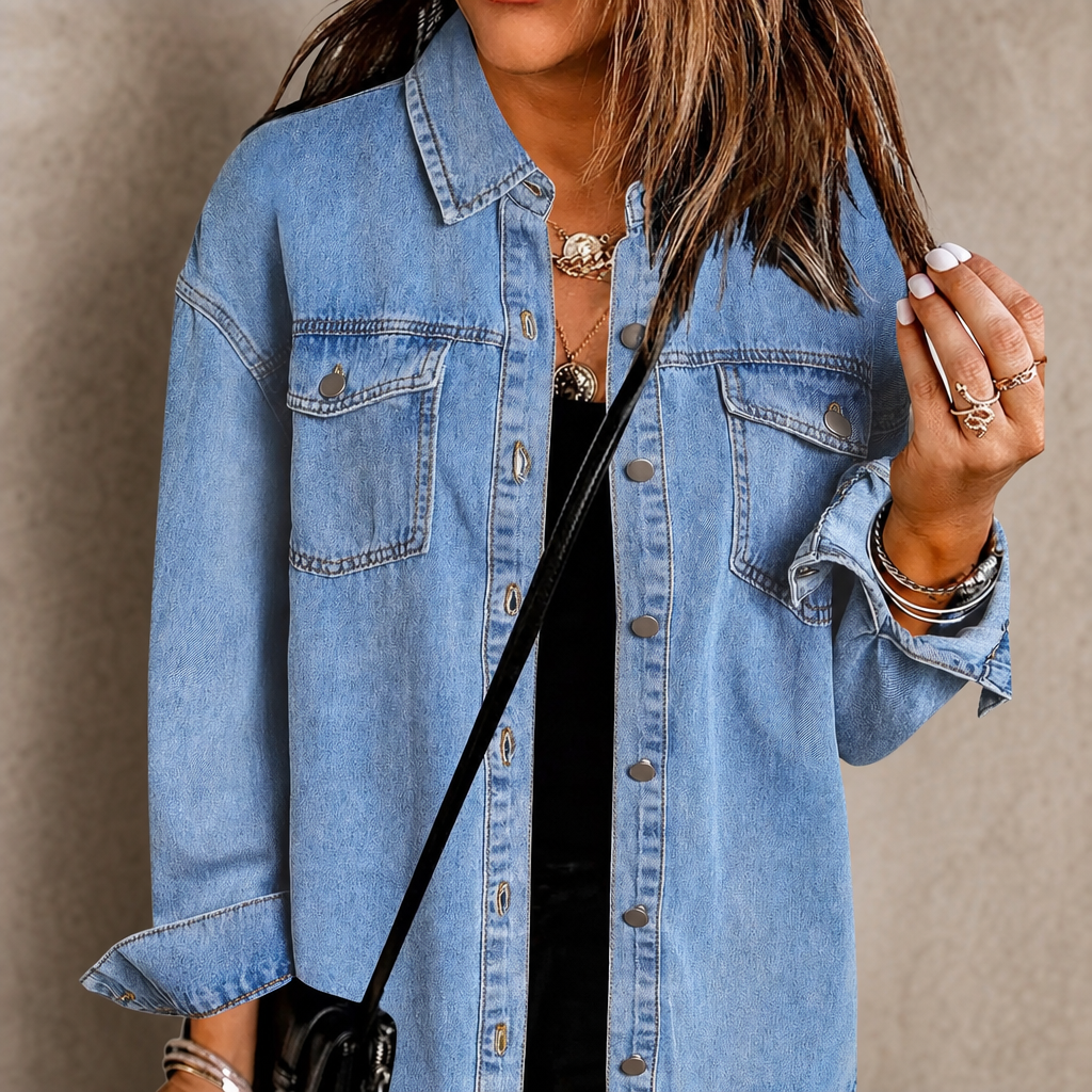 🌸🌸 Oversized Ripped Tassel Denim Jacket, Long Sleeve Pockets