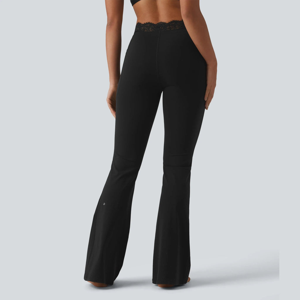 💥Hot Deal | Women's High-Waisted Flare Leggings - V-Waist, Contrast Trim & Pockets