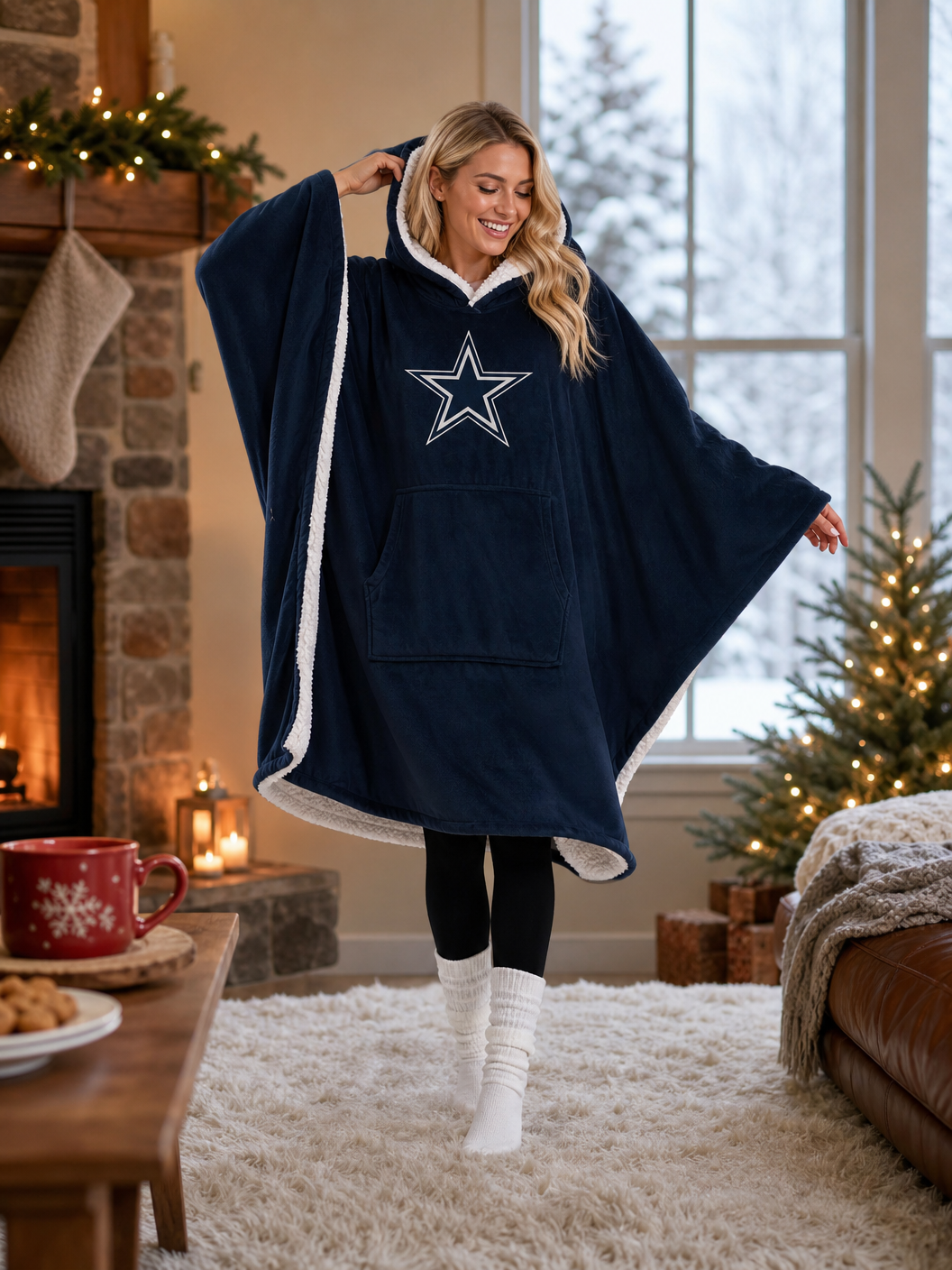 🌸🌸New Arrival🛌Wearable Hooded Blanket with Logo Patch, 60" x 80"🧶