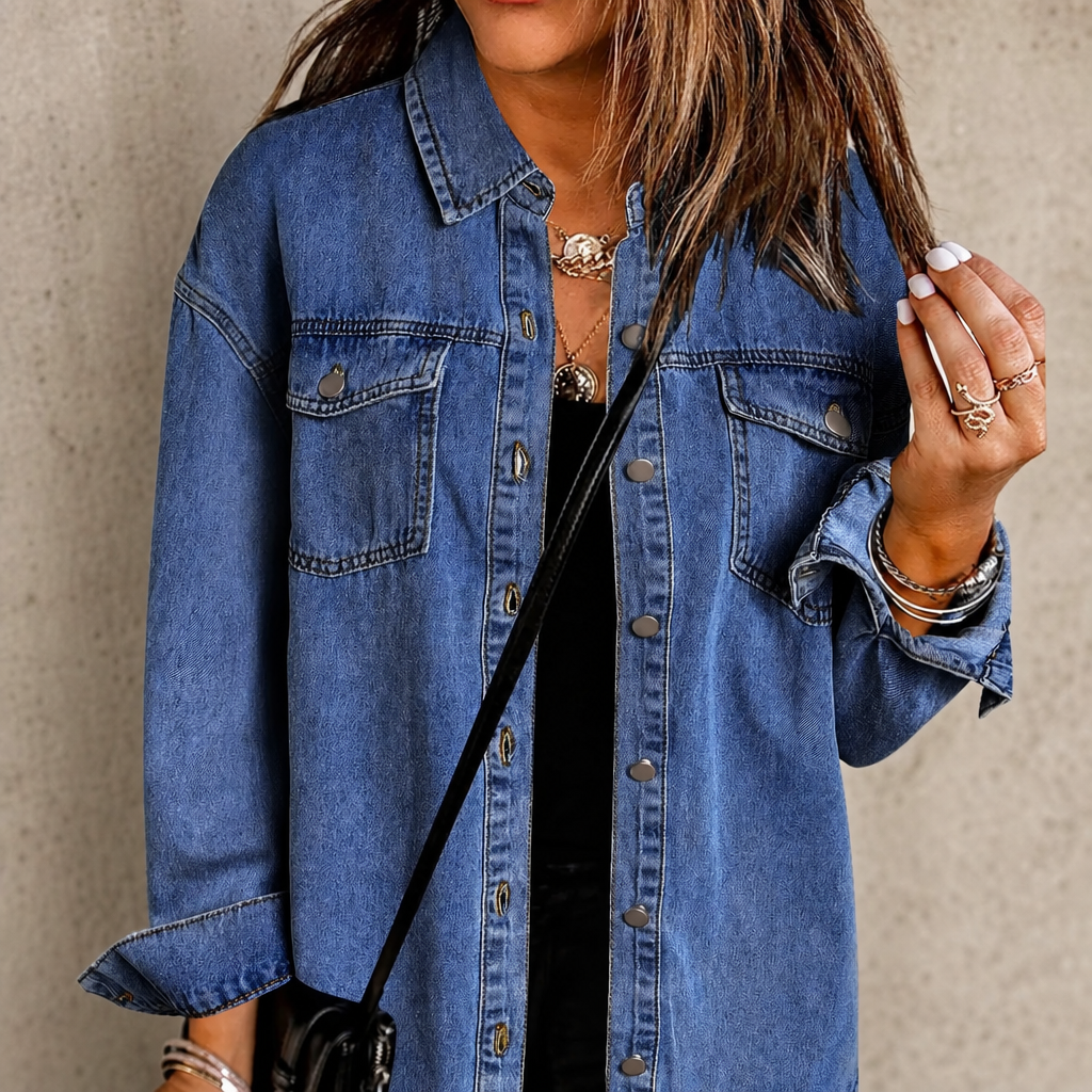 🌸🌸 Oversized Ripped Tassel Denim Jacket, Long Sleeve Pockets