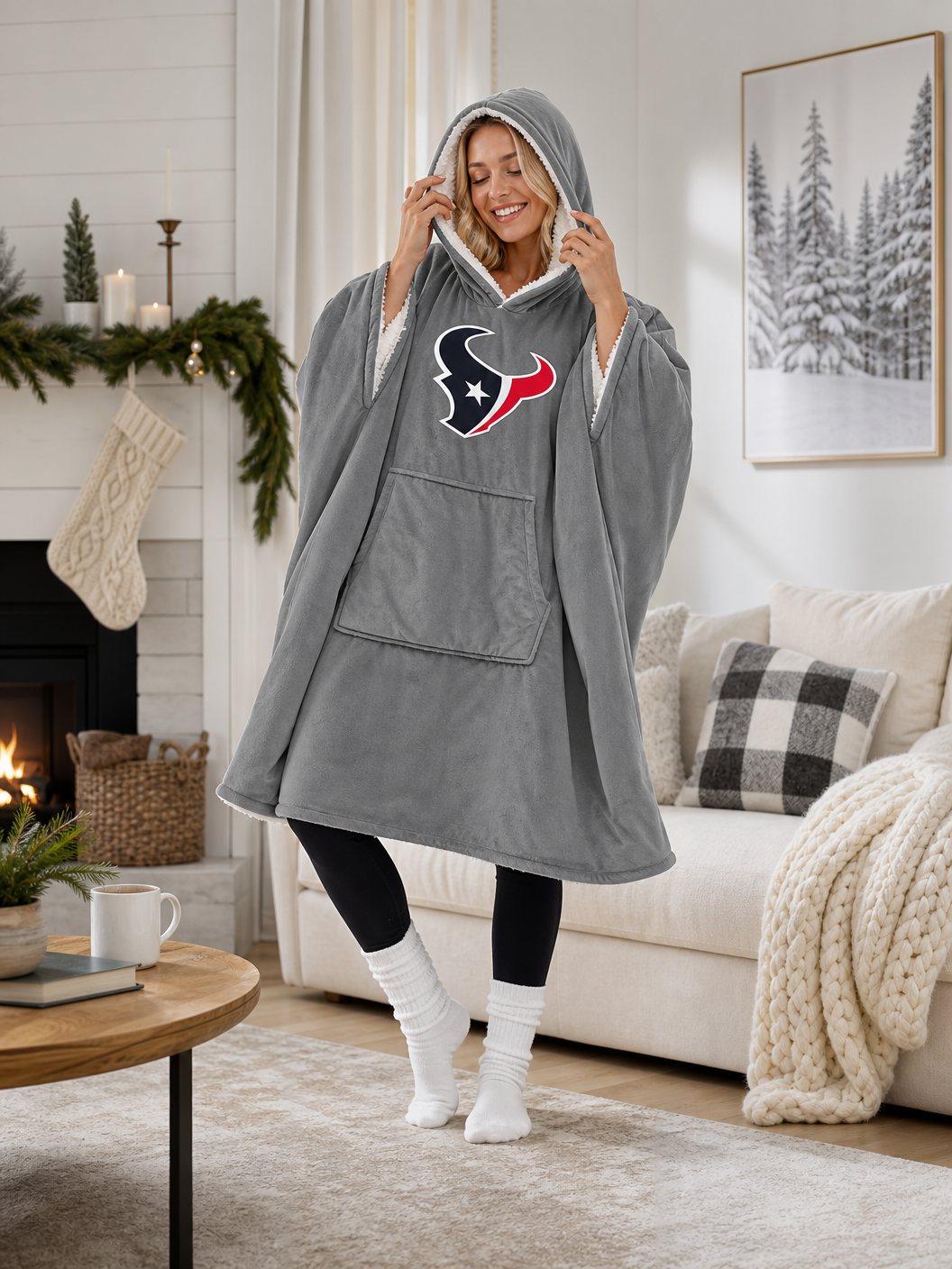🌸🌸New Arrival🛌Wearable Hooded Blanket with Logo Patch, 60" x 80"🧶