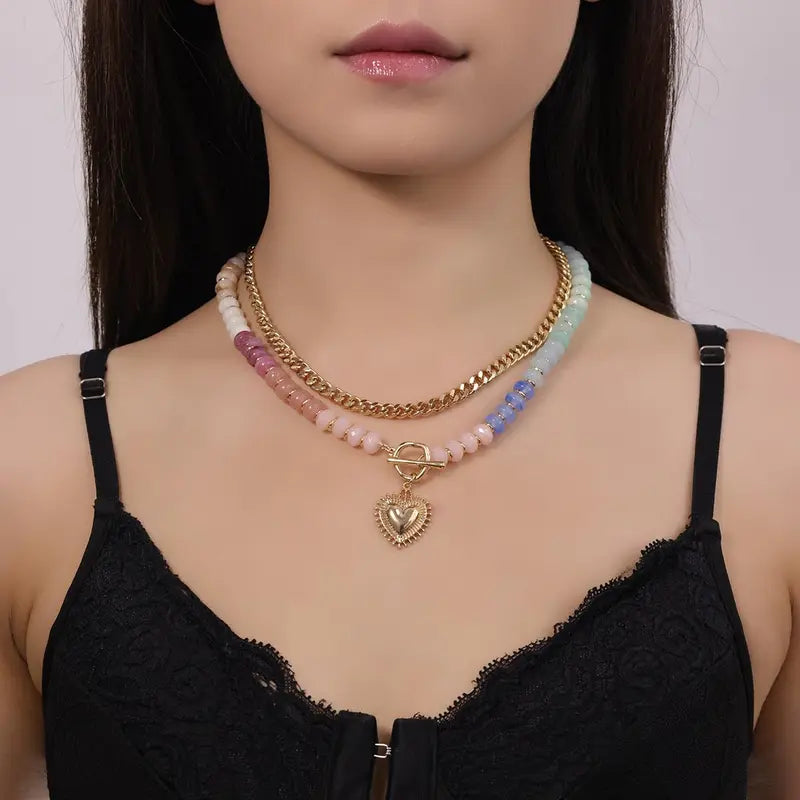 🔗 Dual Tone Layered Eye Pendant Necklace ✨