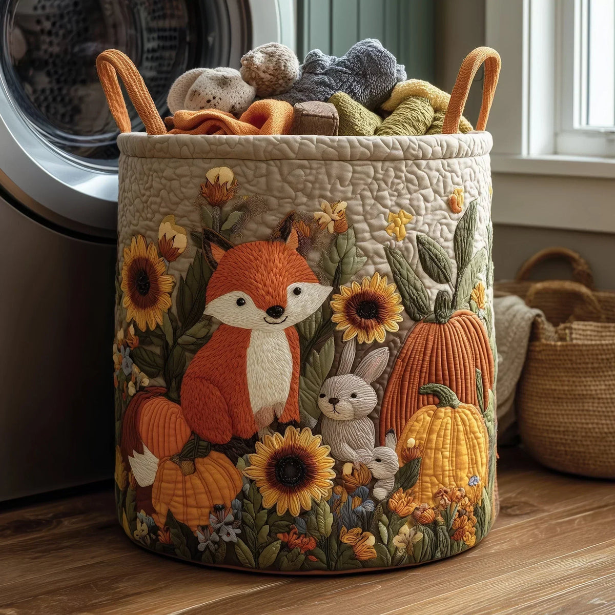 🌸🌸Marta Hand-Quilted Decor Storage Basket with Hand Appliqued Sheep ✨